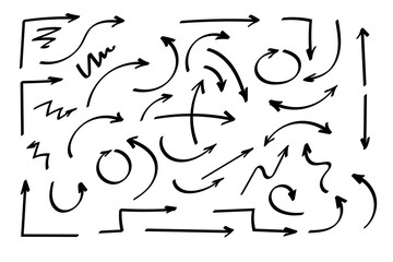Doodle symbols. Pointer icons. Pointer graphic symbols.
