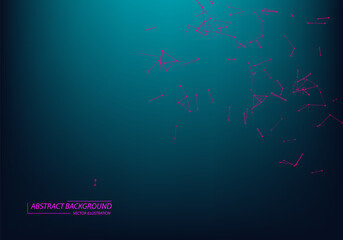 Neon Light background. Molecular structure. Connected lines with dots. Chemistry, medicine, science, technology. Cyber Structure. Data Connection Concept.