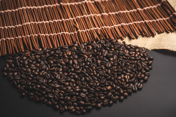 warm cup of coffee on brown background