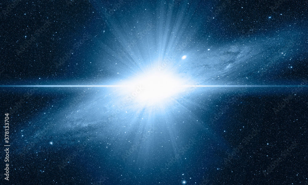 Poster Planet earth with supernova explosion - Deep space abstract sci-fi backgrounds 
