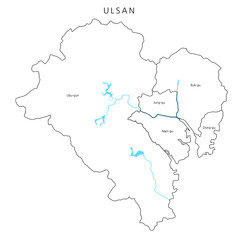 대한민국 울산광역시 지자체 경계선이 있는 지도