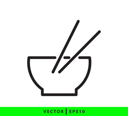 Noodles bowl icon flat style illustration