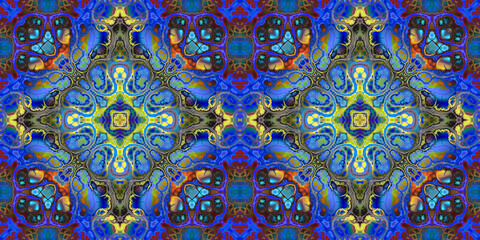 medieval multi-color double medallion seamless tile