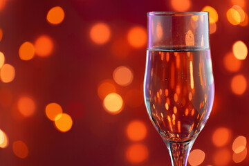 Close up photo of full Champagne glass