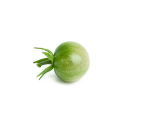 green cherry tomato, fruits on a white background, autumn harvest