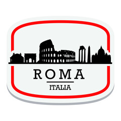 Obraz premium Rome Italy Label Stamp Icon Skyline City Design Tourism Logo.