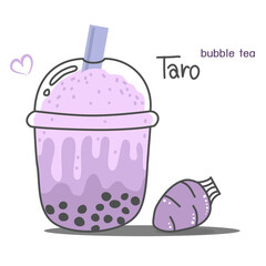 Taro bubble tea illustration.