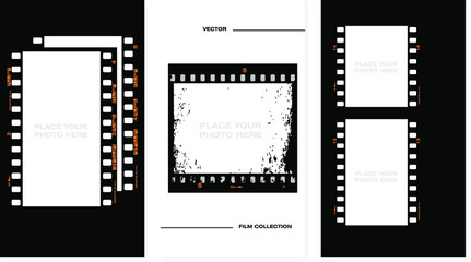 Set of Social stories filmstrips templates. Film frame background with space for your text or image. Trendy editable camera roll effect design. Lifestyle concept. Vector illustration