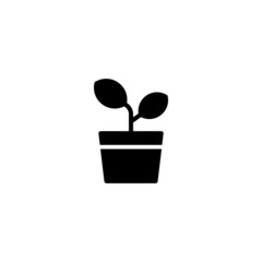  Plant pot Icon in black flat glyph, filled style isolated on white background