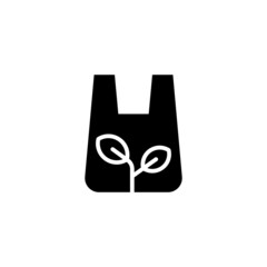 eco bag Icon in black flat glyph, filled style isolated on white background