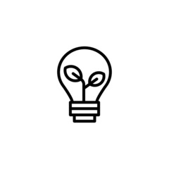 Eco bulb Icon  in black line style icon, style isolated on white background