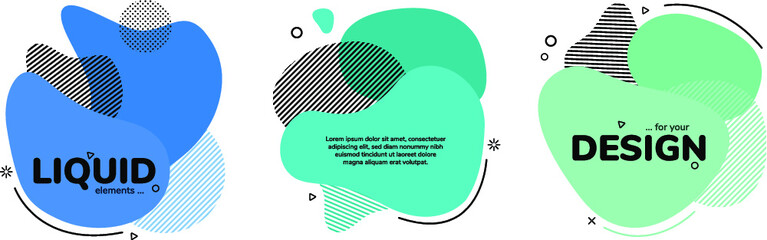 Set of abstract modern graphic banners. Gradients fluid shape. Dynamic liquid form with bright colors and place for your text. Geometric template logo, flyer or presentation design.Vector illustration