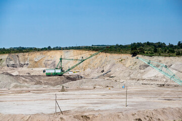 Large excavator working at the quarry for the extraction of amber, Kaliningrad region, Yantarny settlement.