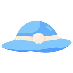 
A headwear in round shape, summer hat flat icon 
