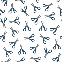 Scissors seamless pattern. Seamless pattern with hairdressing scissors. Sewing background and cloth design. Wrapping paper or fabric.