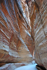 Path among the walls of Petra canyon