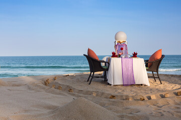 Romantic honeymoon privat dinner table at resort at Ko Samui Thailand