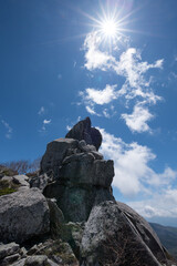 Standing Gojo-iwa on the peak