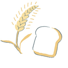 パンと小麦の手描きイラスト