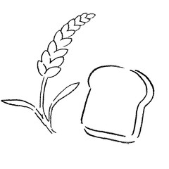 パンと小麦のえんぴつ画イラスト