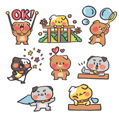 Obraz na płótnie Canvas cute puppies sticker collection volume 1