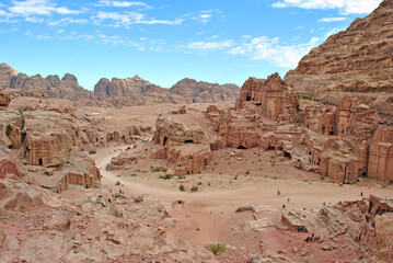 Panorama of Petra mountains in Jordan