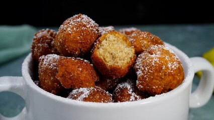 Homemade Banana fritters with leftover bananas, selective focus