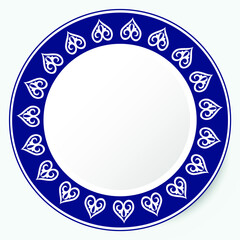 Circle frame, workpiece for your design. Ornamental elements and motifs of Kazakh, Kyrgyz, Uzbek, national Asian decor for plate, textile and print design. Round frame. Vector. 