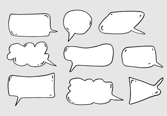 Obraz premium Vector Set of Black Sketch Comics Speech Bubbles.bubble dialog doodle vector line message .vector illustration.