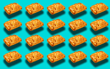 Shortbread pattern on a blue background.