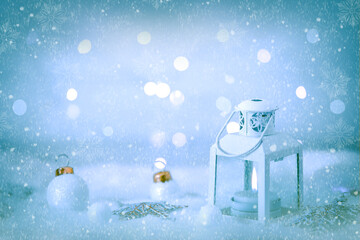 Lanterna e decorazioni del Natale 