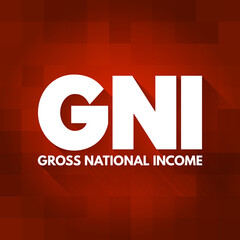 Fototapeta na wymiar GNI - Gross National Income acronym, business concept background