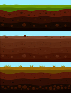 Backgrounds set with different soils and lands. Different grounds collection. Seamless patterns