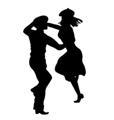 Beautiful couple dancing silhouette vector