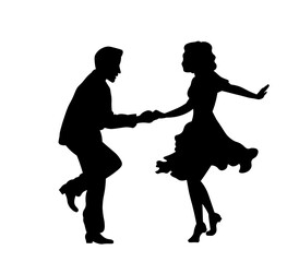 Beautiful couple dancing silhouette vector