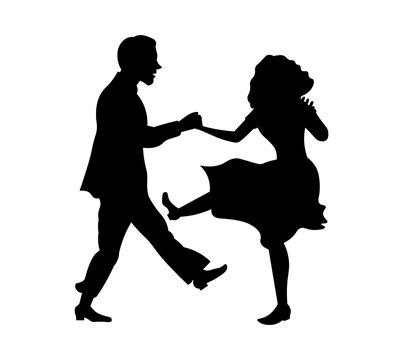 Beautiful couple dancing silhouette vector