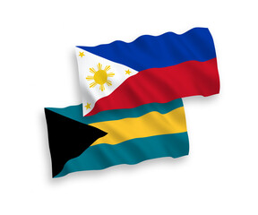 Flags of Commonwealth of The Bahamas and Philippines on a white background
