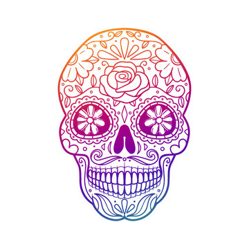 Mexican Candy Skull, Lettering Vintage Holidays Design. Frame ornament vector style. Decoration Design Magic Silhouette illustration.