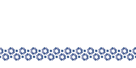 Vector blue border, squares folk seamless pattern