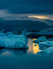 iceberg at night in iceland