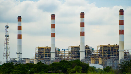 Fototapeta na wymiar power plant with chimneys