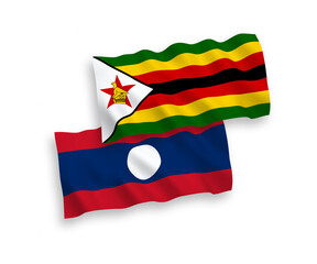 Flags of Zimbabwe and Laos on a white background