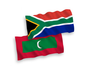 Flags of Maldives and Republic of South Africa on a white background