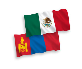 Fototapeta premium Flags of Mexico and Mongolia on a white background
