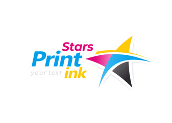 Fototapeta na wymiar Print ink stars logo colored star cmyk color