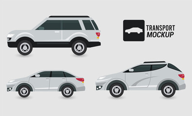 mockup cars color white isolated icons