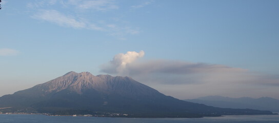 Fototapeta premium Beautiful landscape at Mt. Sakurajima (active volcano), Kagoshima, Kyushu, Japan