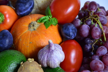 Close up of various colorful raw vegetables. autumn, harvesting, vegetarianism, diet, low calories, proper nutrition