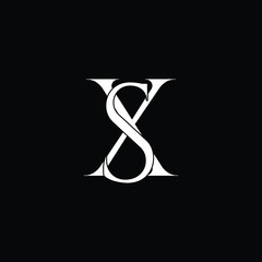 Initial Letter SX XS Intersected Monogram Logo in black and white color.