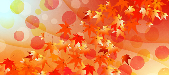 Fototapeta na wymiar 紅葉をデザインした秋のイメージの背景素材